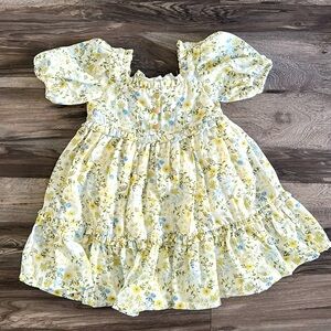 Floral Kids Dress in Cream and Blue
